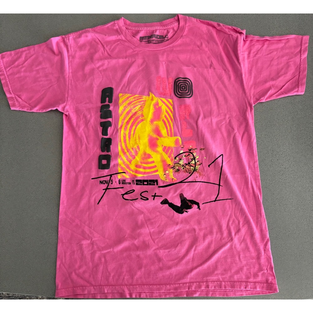 Travis Scott Astroworld Festival 2021 Pink T-Shirt Cactus Jack Utopia Mens Med